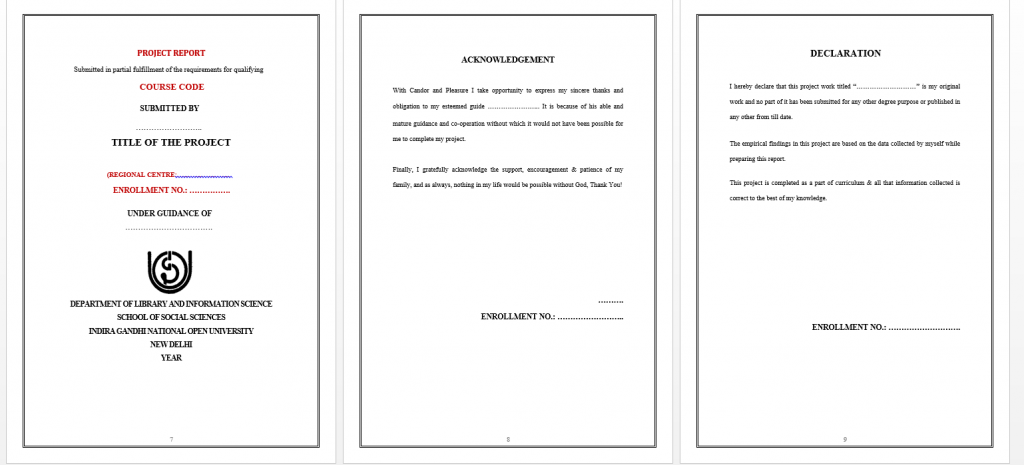 ignou dissertation sample pdf